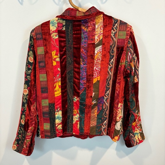 Coldwater Creek Boho Velvet Patchwork Sequin Jacket Size Small Petite - Picture 10 of 11